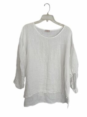 Bellambra White 100% Linen TunicTop Made in Italy Size Medium